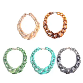 

Acrylic Twist Collar Chunky Choker Statement Chain Necklace Women Bib Jewerly