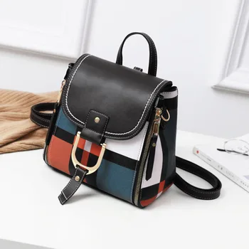 

2020 Fashion Female Pu Leather Korean Style Women's Bag Backpack Multiple Using Simple Style Backpack