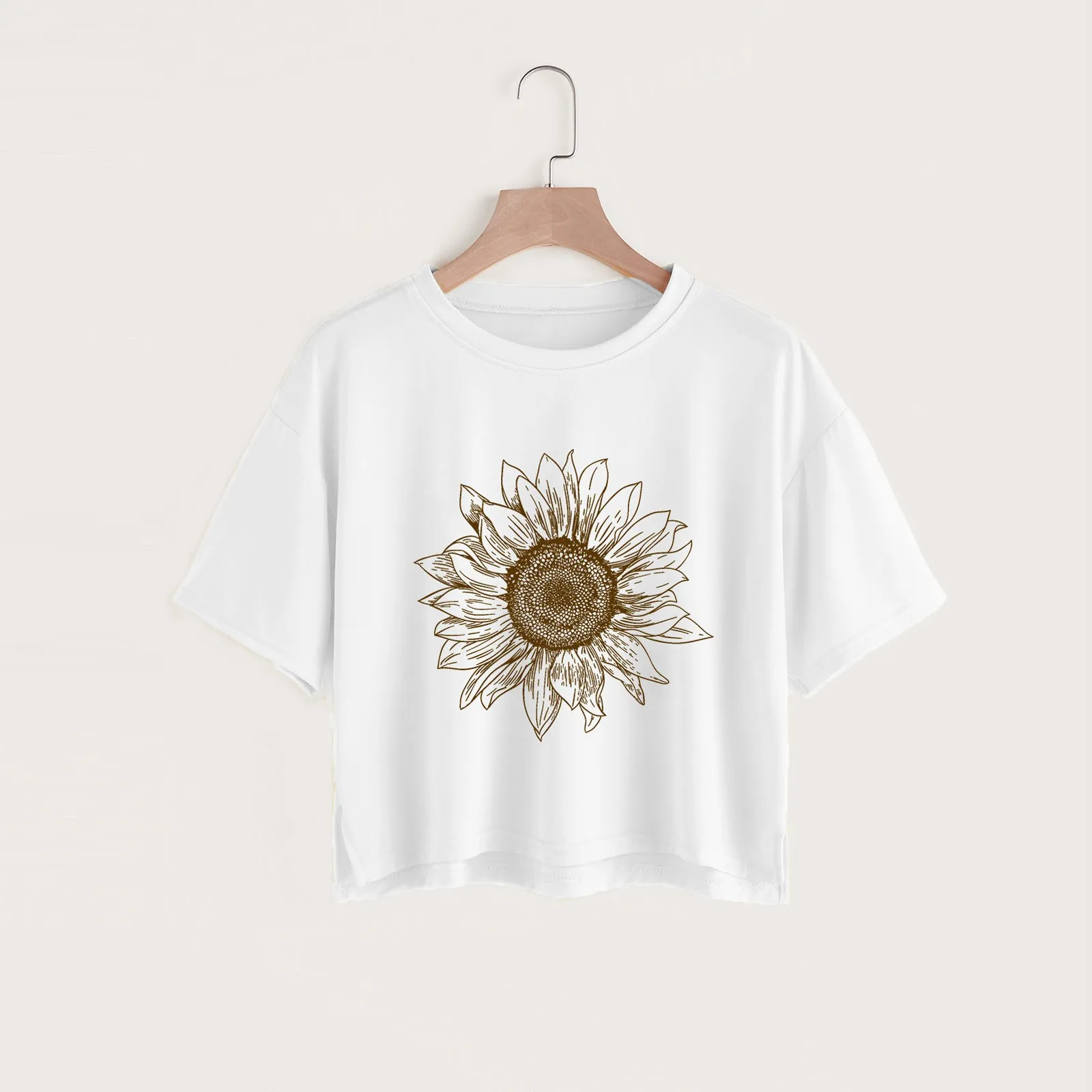 Sunflower Printing T Shirt Women Short Sleeve Summer T Shirt Vintage Flowers Graphic Tees Blusas Mujer De Moda 2021 Verano#g3 2