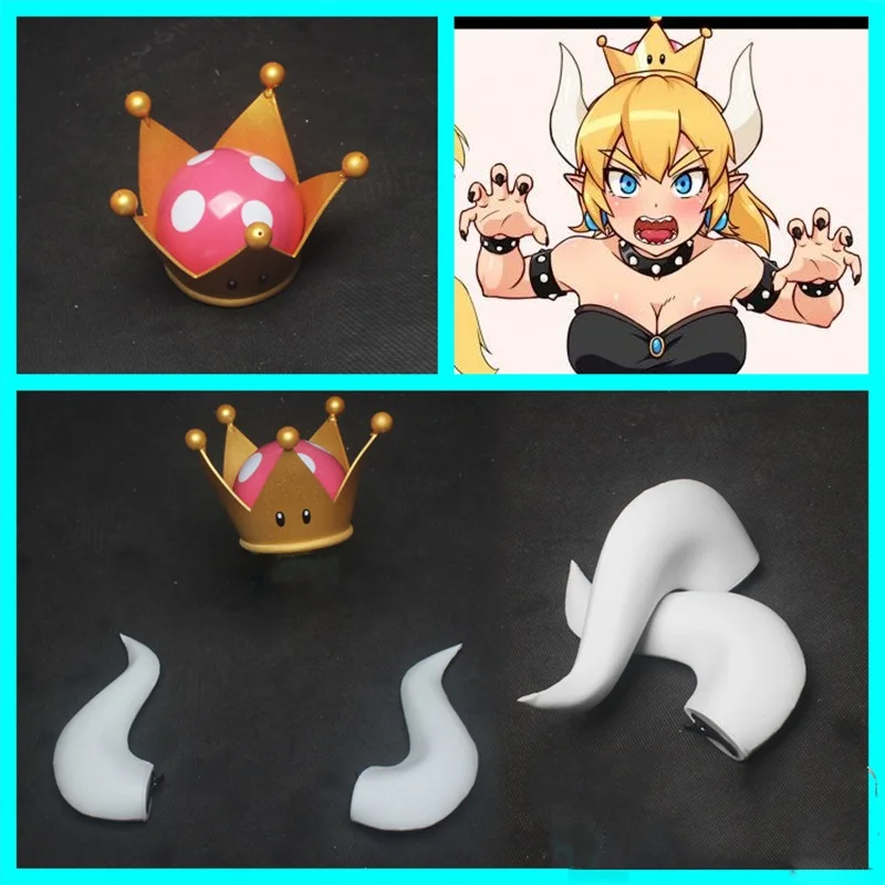 Игра Super Mario Bowsette Kuppa Koopa Hime принцесса Аниме Косплей Реквизит Корона рога серьги чокер Хэллоуин унисекс костюм реквизит