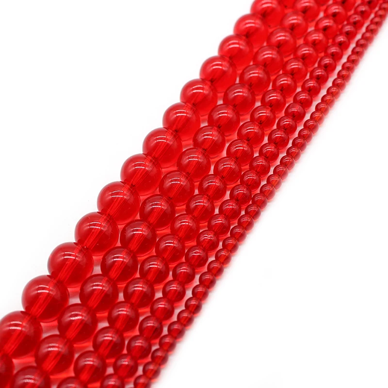 

Natural Stone Red Glass Beads Round Loose Spacer Beads 4-12mm for Jewelry Making Necklace Bracelet DIY 15" Beads Strand