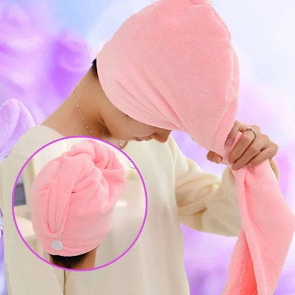 2 шт Ультра поглощающее быстросохнущее полотенце однотонная бейсболка для волос тюрбан обертывание сушильное полотенце P7Ding