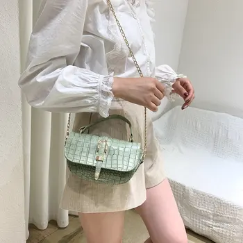 

Crocodile Pattern Semicircle Women's Crossbody Bag Designer Flip Handbag Female Shoulder Messenger Bags Fashion Tote Saddle Bag