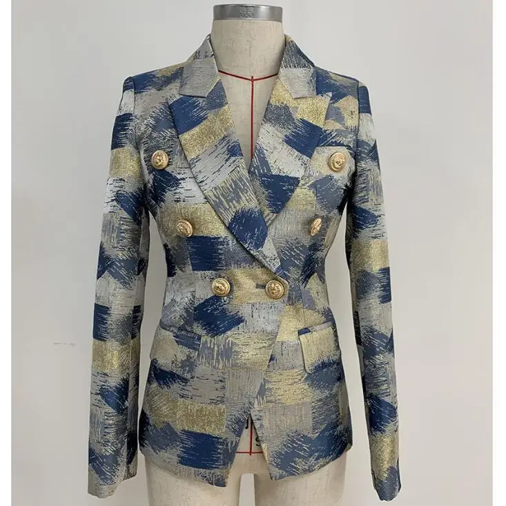 Fashion Print Women Blazer Suit Jacket Notched Collar Female Coat 2020 Spring Autumn Double Breasted American veste femme Tops | Женская