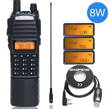 

Baofeng UV-82 8 W powerful Walkie Talkie uv82 Dual Band+NA-771 Antenna +program cable 10KM Long Range UV 82 for hunting hiking
