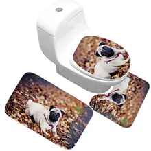 CAMMITEVER 3 шт. коврик для ванной комнаты с собакой туалет U Тип Набор ковриков для ванной нескользящие коврики домашний декор