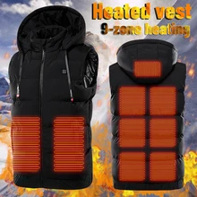 

9 Zone Hot Sale Heating Pads Winter Outdoor Men's Electric Heated Vest Lightweight Waistcoat USB Heating Vest Winter Warm Jacket
