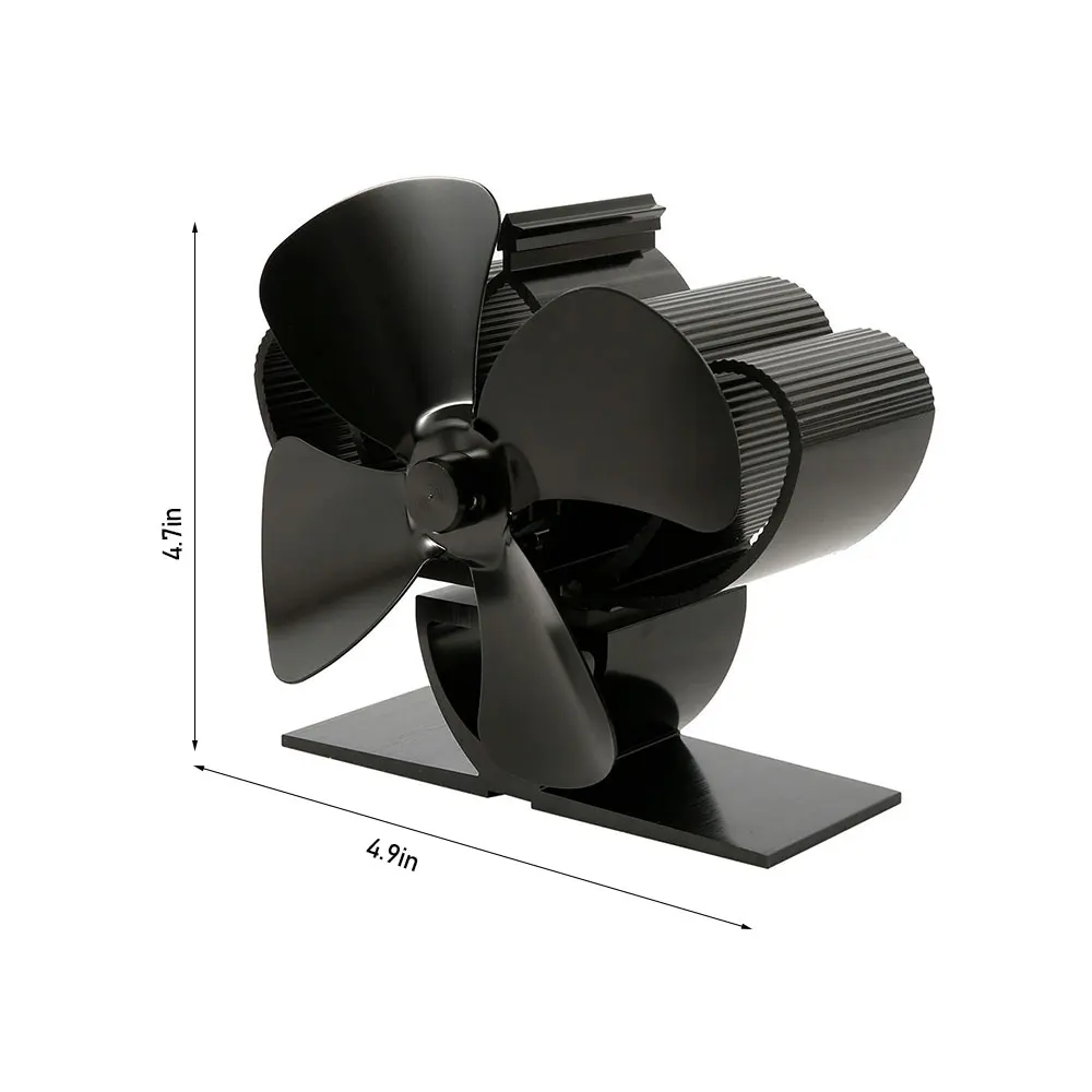 Черный камин 4 лопасти тепловое питание Пелле Печь вентилятор печь деревянная горелка экологический вентилятор инструменты для декоративных аксессуаров портала