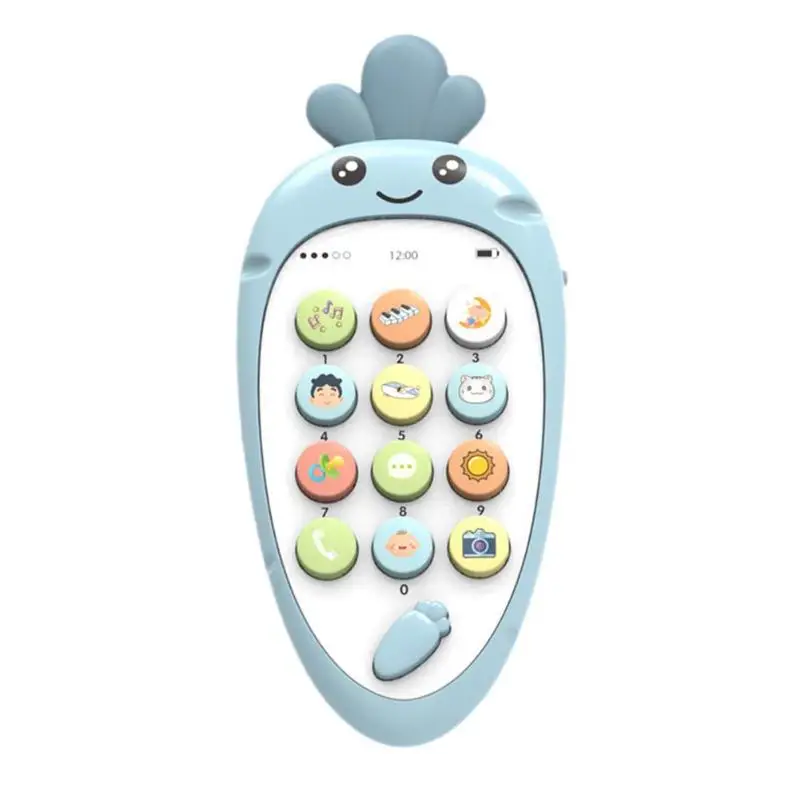 Чехол для планшета игрушки Музыка английский узнать электронный мобильный телефон мягкий клей молярный подарок пазл чистые обучающие игрушки - Цвет: Синий