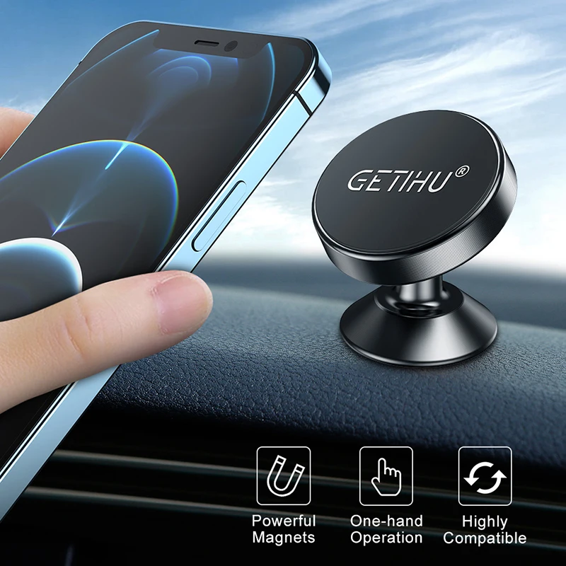 GETIHU Magnetic Car Phone Holder Magnet Mount Mobile Cell Phone Stand GPS Support For iPhone 13 12 Xiaomi Huawei Samsung Oneplus