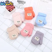 Wecute/варежки для новорожденных детей от 0 до 12 месяцев, двойные толстые теплые перчатки с защитой от царапин и шнурком, детские перчатки для новорожденных