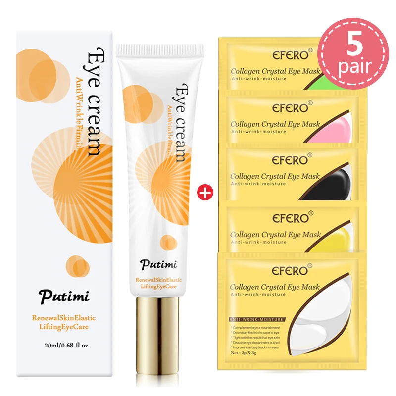 

Electric Massage Eye Cream Anti-Wrinkle Remover Dark Circles Against Puffiness Bags Collagen Essence Eye Care Crystal Eyes Mask