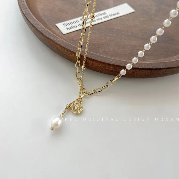 2021 New Korean Fashion Dainty Pearl Necklace For Women Beaded Chain Cute Pearl Pendant Choker Vintage Jewelry On The Neck