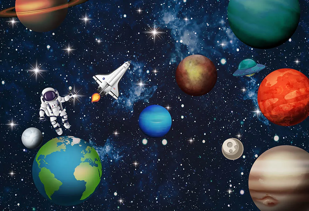 Mehofond Earth Universe Space Planet Photography Background Spaceship Astronaut Birthday Party Backdrop Photocall Photo Studio photo backdrop