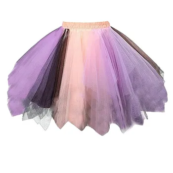 

Colours Tutu Dancing Skirt Womens Jupe Tulle femme High Quality Pleated Gauze Irregular Skirt Adult Short Skirt 1.20
