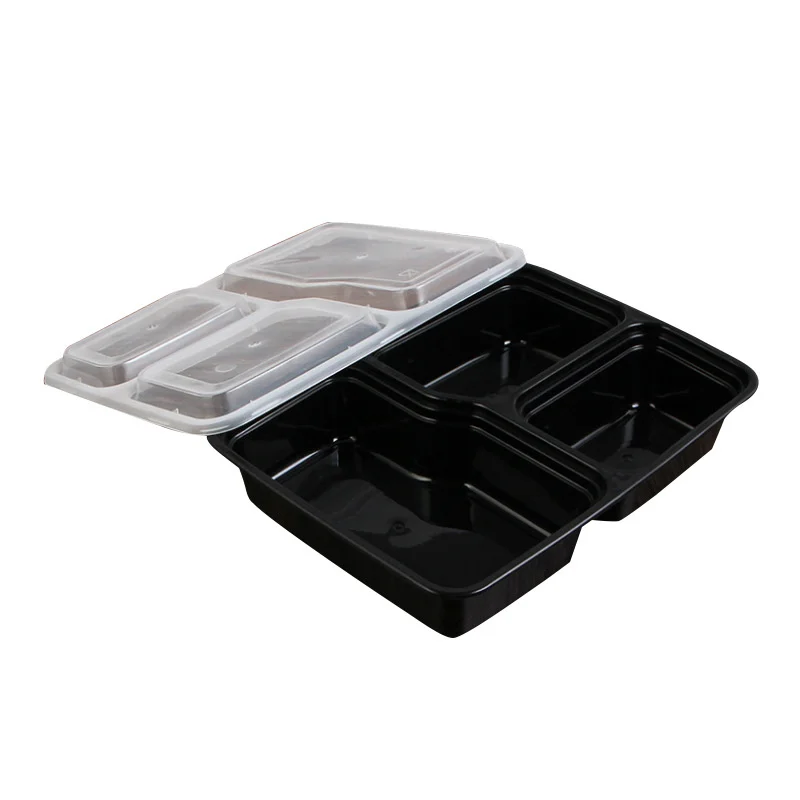 Mdhand Disposable Bento Box 20pcs Compartment with Lid Food Container Lunch Box, Black