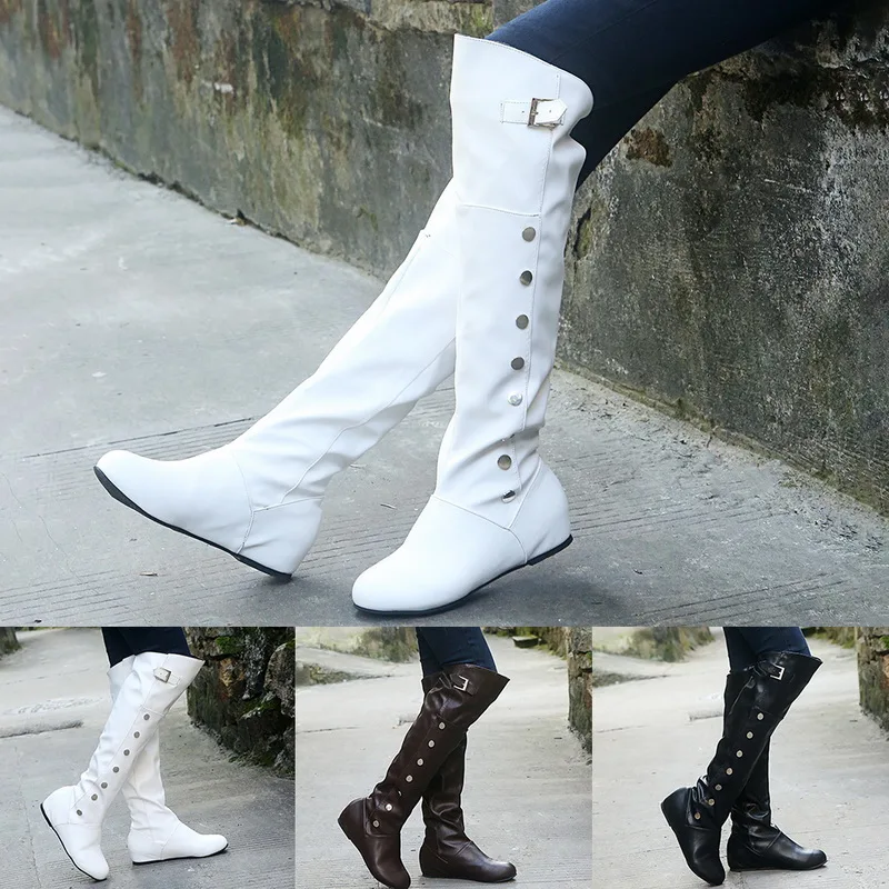 Женские сапоги выше колена; кожаные сапоги; высокие сапоги; обувь на плоской подошве; женские кожаные сапоги; сезон весна-осень; женская обувь; большие размеры 35-43