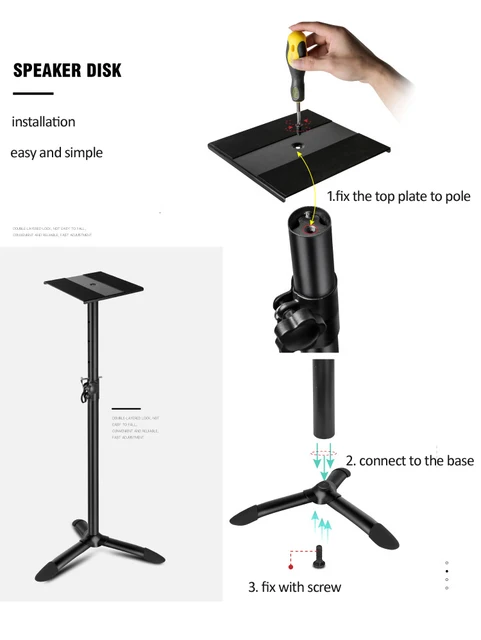  AASS 2 soportes para altavoces de piso, soporte de escritorio  universal para altavoces de computadora pequeños y medianos, equipado con  pies ajustables (tamaño : 1,194.9 in) : Electrónica