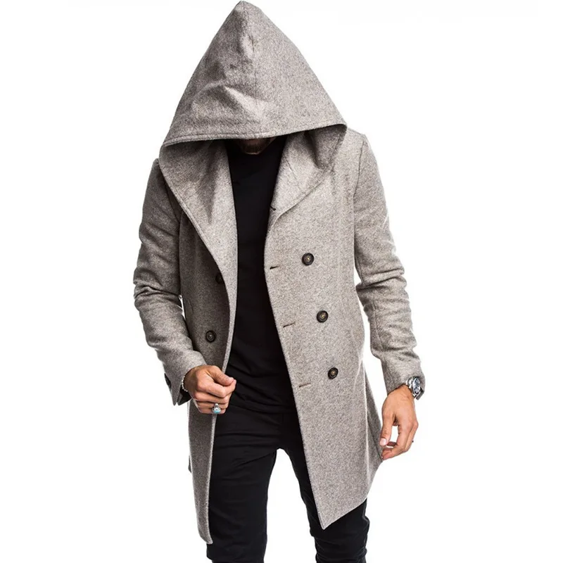 Men's Fashion Woolen Jackets Coats Clothing Warm Hoody Trench Formal Social Long Male Casual Outerwear Overcoats Slim Clothing