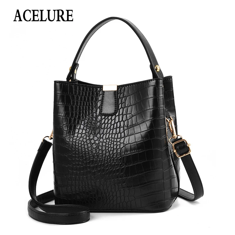 Крокодиловая сумка через плечо для женщин, сумка через плечо, дизайнерская женская сумка, роскошная сумка из искусственной кожи, сумка-мешок, сумка-мессенджер ACELURE