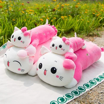 

Creative Cartoon Animal Doll Comfortable Cat Pillow Cartoon Girl Strawberry Large Plush Doll Cat Toy Gift Cute Decortions JM166