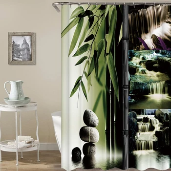 

Shower Curtain with Hook Fabric 3d Digital Printing Bathroom Shower Curtain Green Curtain Waterproof Shower Curtain or Cushion