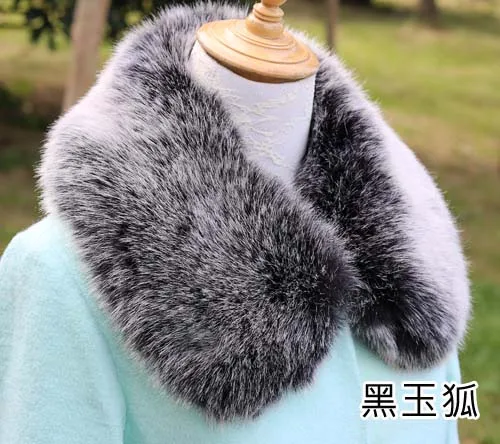 Qearlstar Women Scarf New Faux Fur Collar 55cm Women Children Jackets Coat Hood Fur Decor Shawl Soft Warm Luxury Scarves ZKG15