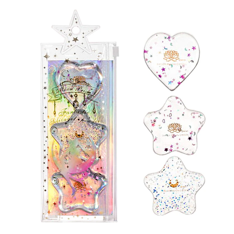 

3pcs/Set Anime Sailor Moon Cosplay Silicon Powder Puff Cartoon Heart Star Cosmetic Makeup Props Gift