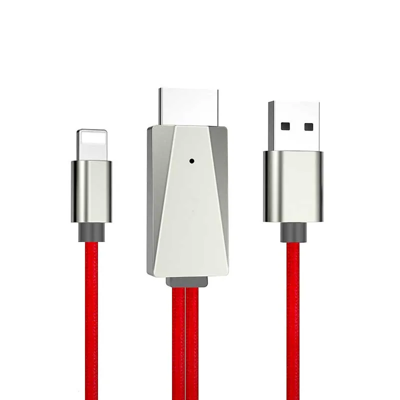 HDMI экранный проигрыватель 1080P HDMI ТВ-карта телевизионный HD кабель для Apple Android USB для IPhone 8 7 6 и Android серии - Цвет: red