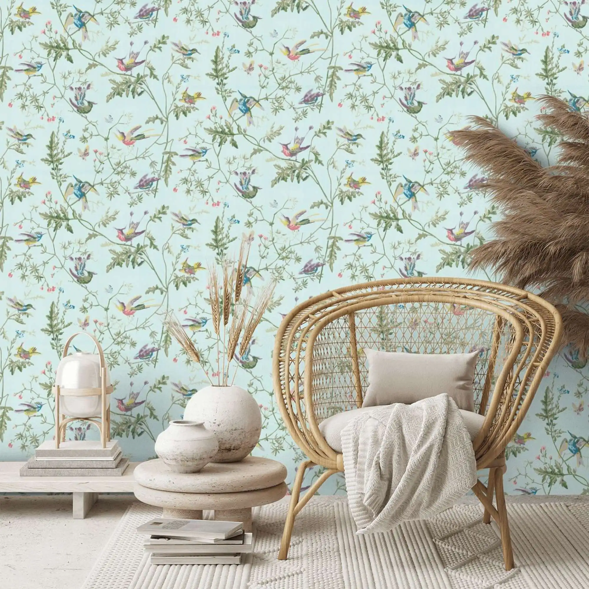 Humming Birds Nordic Wallpaper Composed Of Exotic Birds With Multicoloured Feathers Scandinavian Style Wallpaper Wallpapers Aliexpress