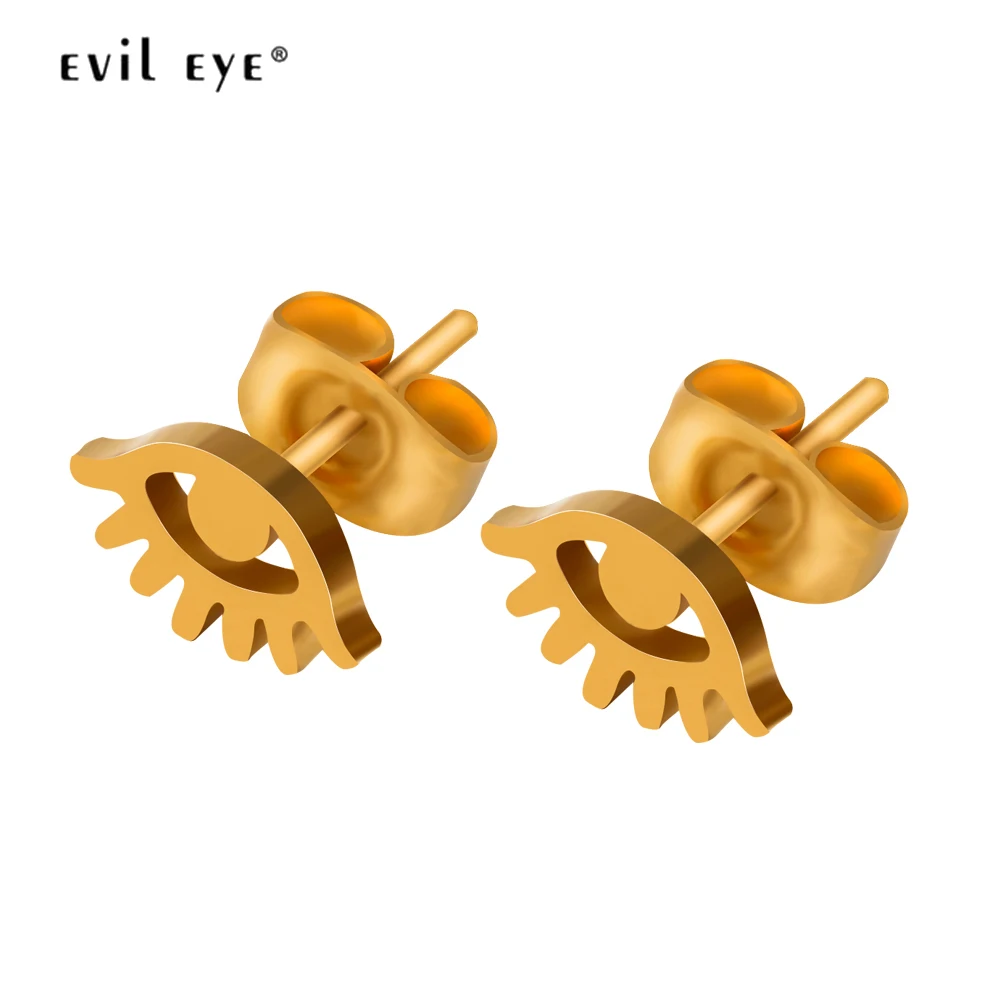 Стальные серьги-гвоздики от сглаза золотого, серебряного, черного цвета, полые серьги с турецким глазом, модные ювелирные изделия, подарок для женщин, девушек, мужчин EY6743