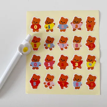 

25Pcs/Sheet Cartoon Number Bear Korea Style Ins Waterproof Sticker DIY Scrapbooking Album Diary Label Decoration Stickers