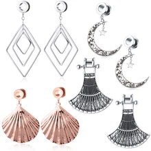 Junloupy из нержавеющей стали болтаются беруши и туннель падение кисточкой пирсинг de orelha туннель Alargador de orelha носилки измерительные приборы