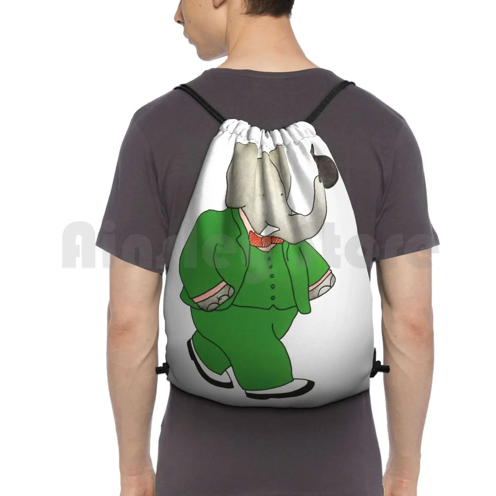 Babar L'Elefante Zaino Borse Con Coulisse Borsa Da Palestra Impermeabile Babar Elephant Babar The Elephant French Cartoon Anime