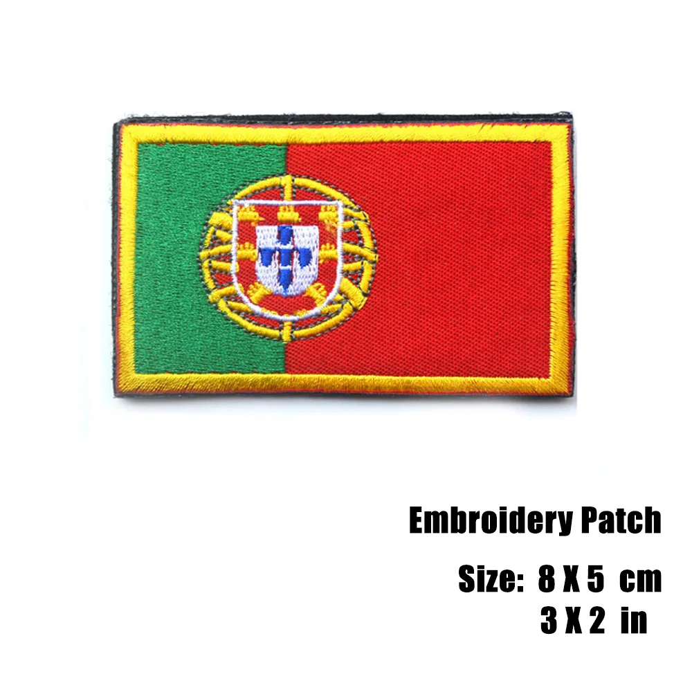 3D Embroidery Patch Portugal Flag Military Green Hook and Loop Tactical Emblem Badges Applique Embroidered Patches Drop Shipping 