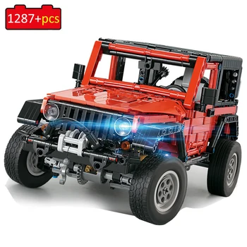 

Technic Series 1287+pcs Red Off-road Jeeped Model Building Blocks Creator Simulation ATV Vehicle Bricks Toys For Kids Adults