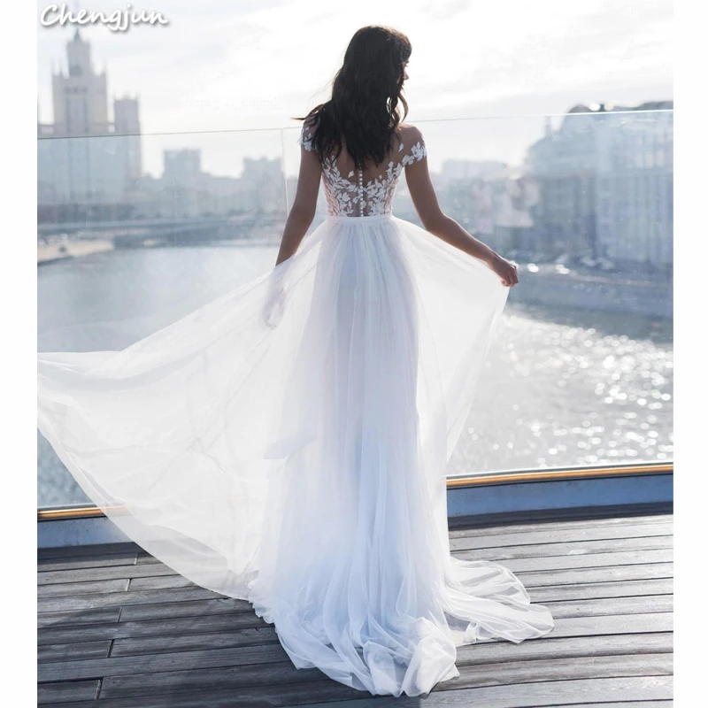 Chengjun женский праздничный юбилей Кружева Белый Boho свадебный наряд