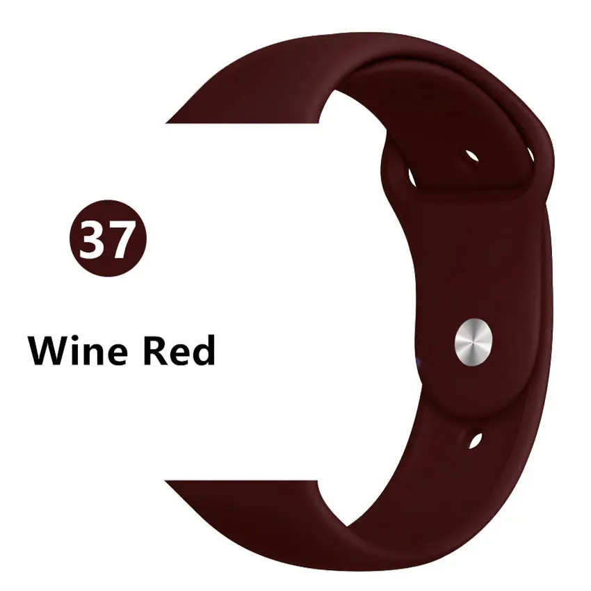 Wine red 37 Спортивный ремешок для apple watch band 44 мм 40 мм correa iwatch band 42 мм 38 мм силиконовый браслет apple watch 5 4 3 2 1 Аксессуары - Цвет ремешка: Wine red 37