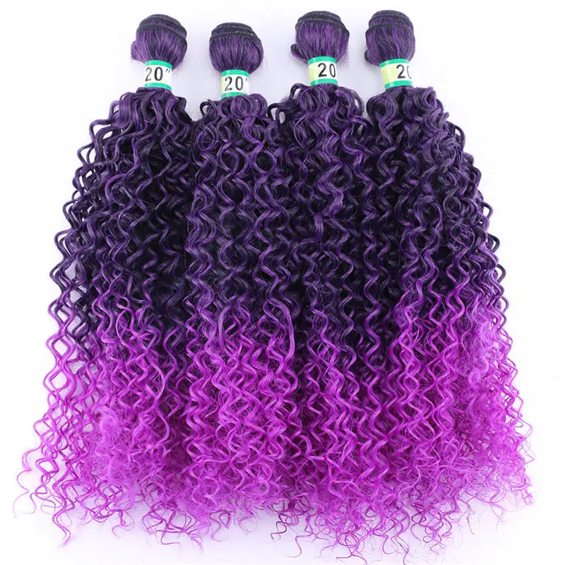 M1b-purple Цвет розовый 4 шт/шт афро кудрявые вьющиеся волосы плетение синтетические волосы наращивание волос Tissage Волокна Пучок Волос - Цвет: M1b-purple