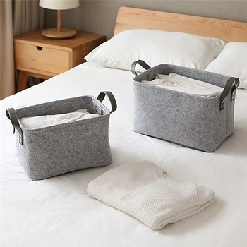 

Felt Cloth Storage Basket Portable Desktop Finishing Box Multi-function Clothes Toy Underwear Socks Organizers Sundries 1pc