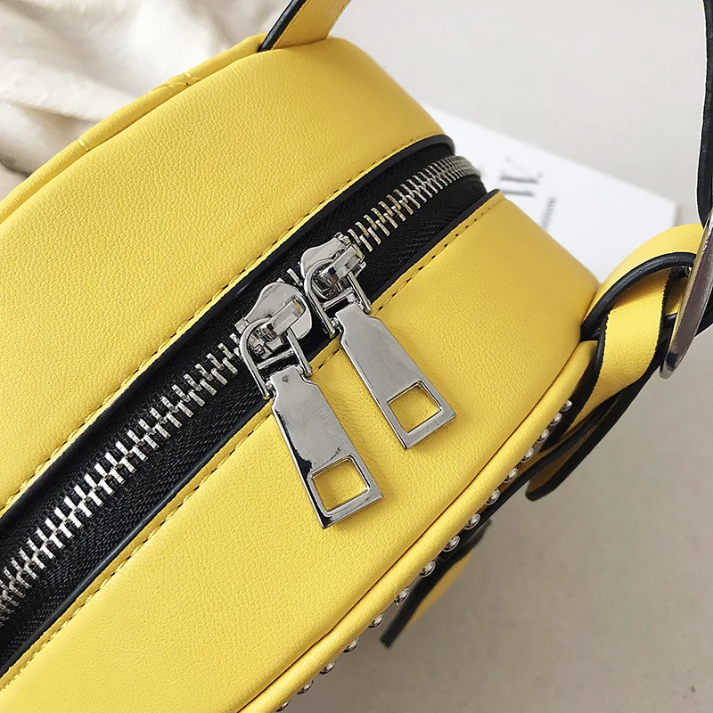 Модная круглая женская кожаная сумка, роскошные стеганые маленькие сумки через плечо, женские дорожные сумки, Дизайнерские Сумочки известного бренда желтого цвета