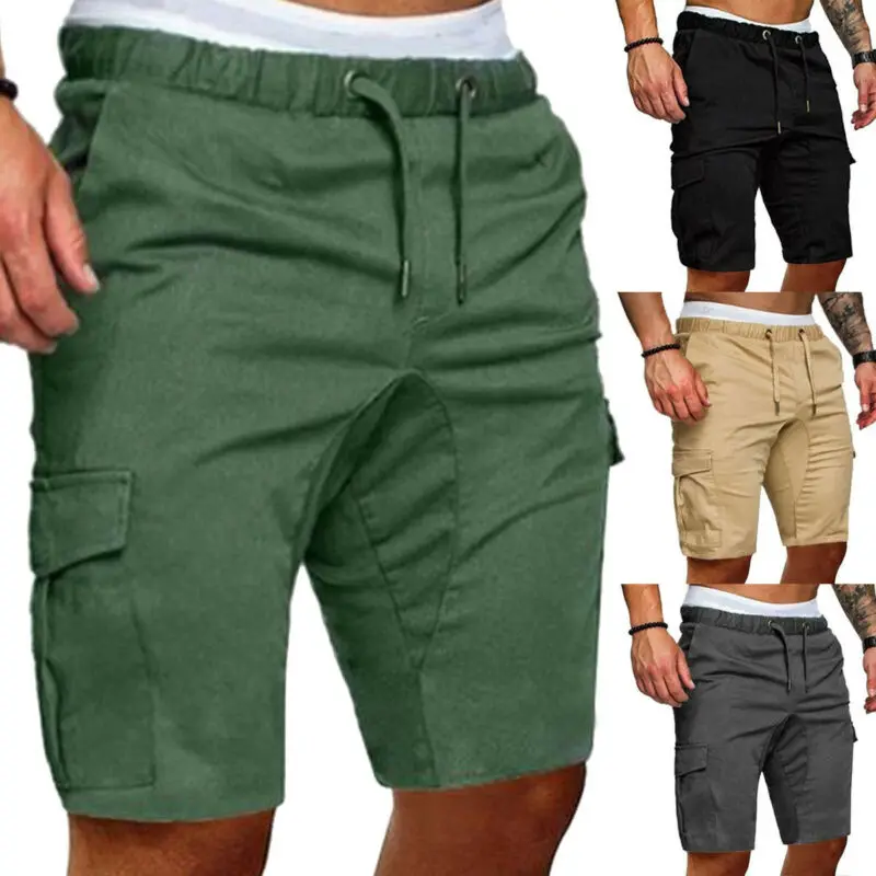 Men Cargo Shorts Cotton Bermuda Male Summer Casual Military Style Straight Work Pocket Lace Up Short Trousers Men Cargo Shorts Cotton Bermuda Male Summer Casual Military Style Straight Work Pocket Lace Up Short Trousers