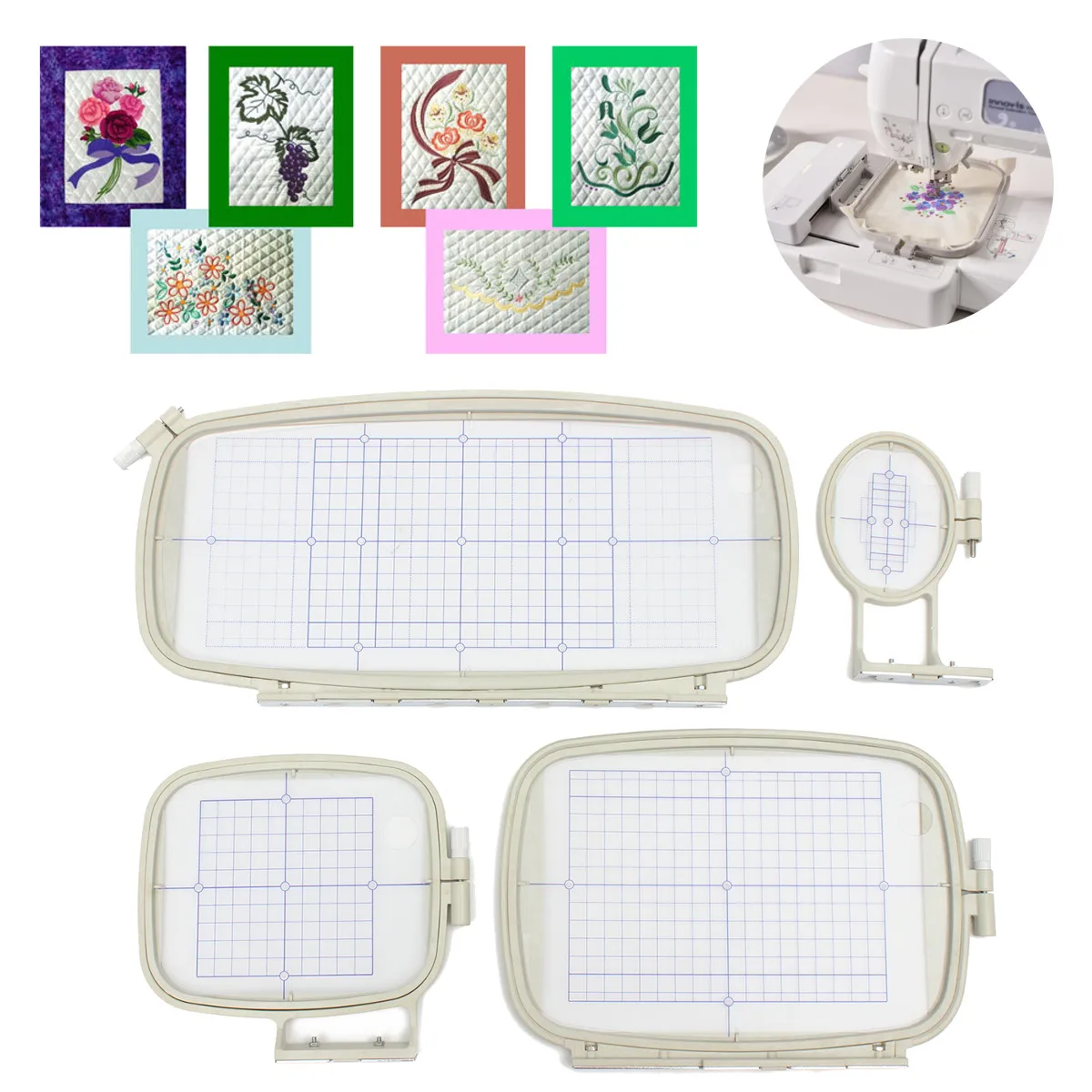 

Sew Tech Embroidery Hoops Set (4 IN 1) for Brother Embroidery Machine Frames Set Innov-is 1250 700 PE700 PE700II PE770 PE800