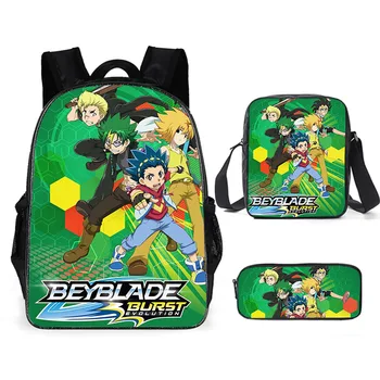 

3Pcs/set New Game Anime Beyblade Burst Print School Bag Sets for Teenager Boys Cool Cartoon Kids Schoolbags Children Bookbags