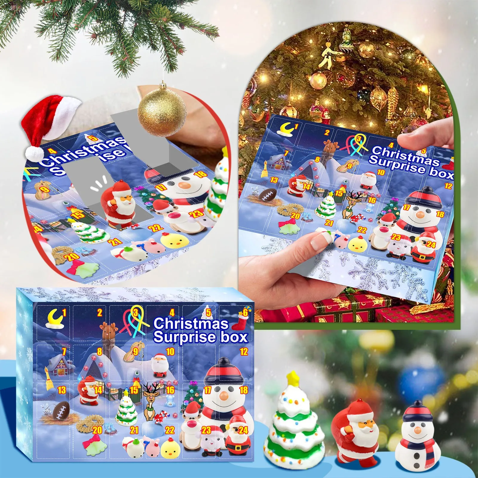Boîte surprise de Noël 24PCS avec jouets, calendrier de l'Avent