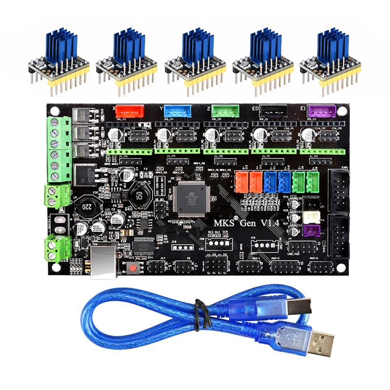 Economici 3D Parti Della Stampante MKS Gen V1.4 Scheda di Controllo Mega 2560 R3 scheda madre RepRap Ramps1.4 + TMC2100 TMC2130 TMC2208 DRV8825 Driver