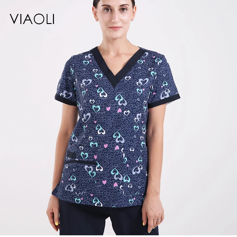 Viaoli хирургический халат с принтом розовой совы, одежда для мытья домашних животных, доктор, красота, стоматологическая клиника, изолирующая рабочая одежда, набор