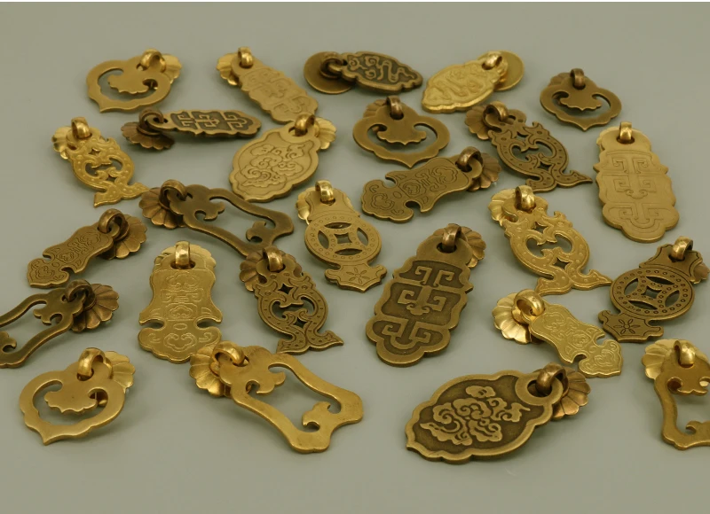 Description Picture 6 of item1PC Chinese Retro Drawer Pull Closet Door Handle Ancient Furniture Door Classical Wardrobe Cabinet Brass knobs
