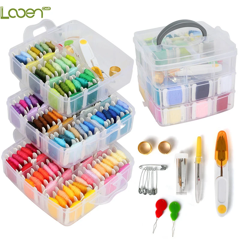 

Looen Embroidery Thread Floss Set 150 Colors Cross Stitch Floss Threads Scissors Needles Sewing Accessories Kit For Women Gift