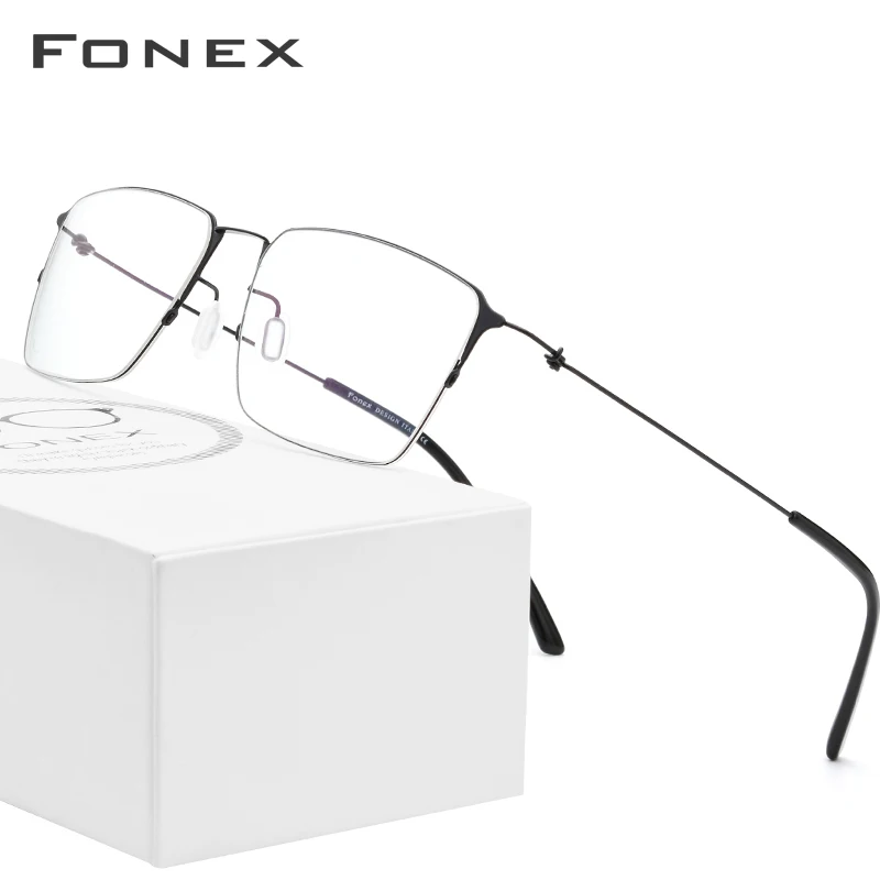 

FONEX Titanium Alloy Glasses Men Semi Rimless Prescription Eyeglasses Frame Women Myopia Optical Frame Eyewear Eye Glasses 98611